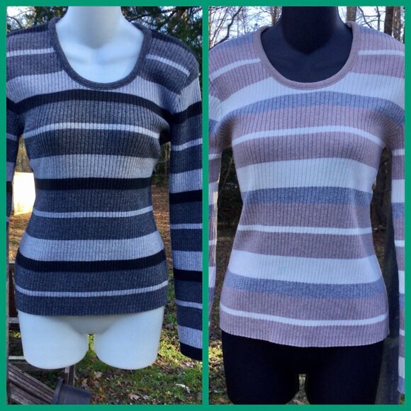 2 Striped Sweaters, sz M - Picture 4 of 6